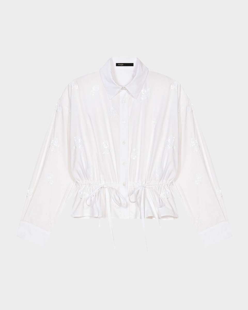 Sequined Peplum-Hem Shirt